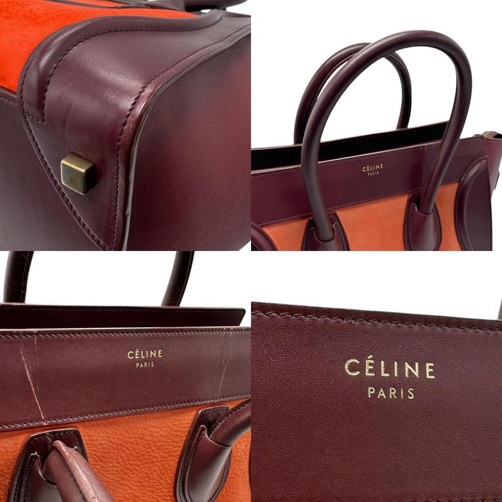Celine Luggage Shopper Handbag Bordeaux Purple Orange Leather - Picture 4 of 4